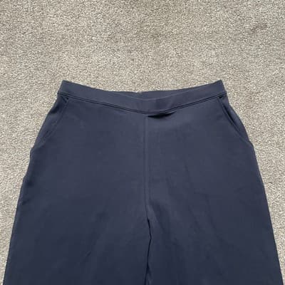 LL Bean Pants Womens Medium Petite Navy Blue Stretch Straight Leg Lounge Cotton - Thumbnail 2