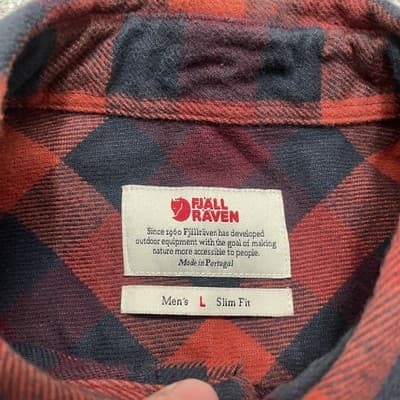 Fjallraven Skog Shirt Mens Large Plaid Slim Fit Flannel Outdoor Workwear - Thumbnail 3