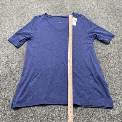 J Jill Shirt Womens Large Petite Tunic Elbow Sleeve Majestic Blue Pima Cotton - Thumbnail 6