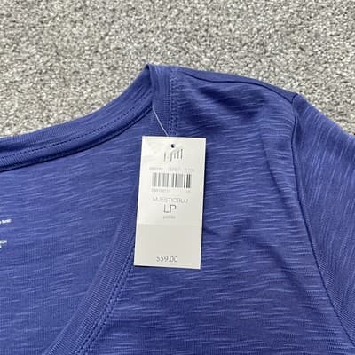J Jill Shirt Womens Large Petite Tunic Elbow Sleeve Majestic Blue Pima Cotton - Thumbnail 4