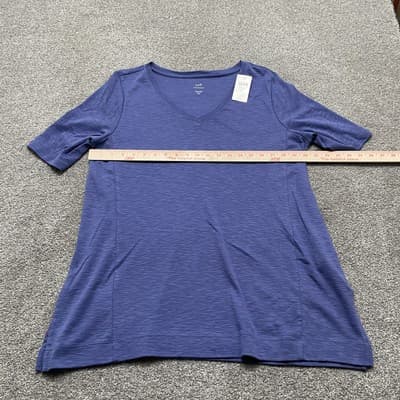 J Jill Shirt Womens Large Petite Tunic Elbow Sleeve Majestic Blue Pima Cotton - Thumbnail 5