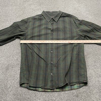 Prana Shirt Mens Large Green Blue Plaid Button Down Long Sleeve Casual Outdoor - Thumbnail 5