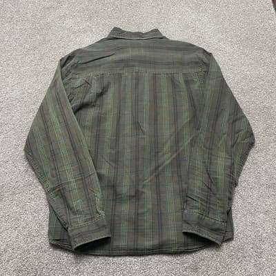 Prana Shirt Mens Large Green Blue Plaid Button Down Long Sleeve Casual Outdoor - Thumbnail 8