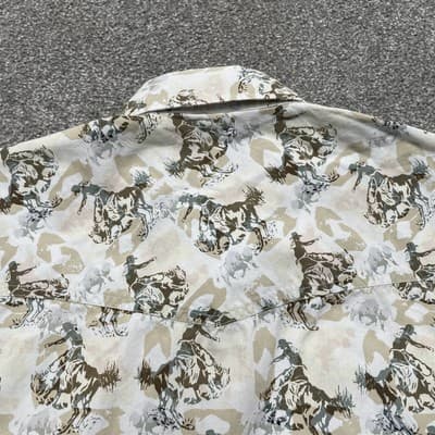 Pendleton Shirt Mens Large Beige Cowboy Rodeo Western Short Sleeve Pearl Snap - Thumbnail 7