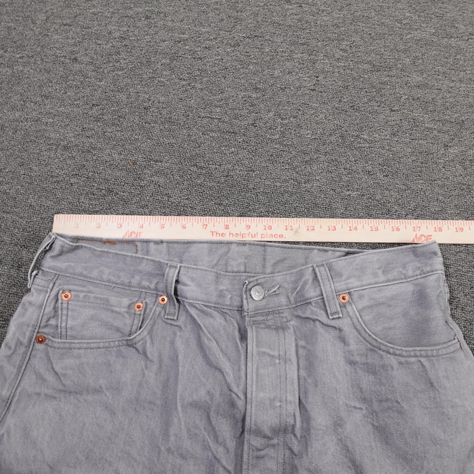 Levi's 501 Jeans Mens 34x28 Gray Light Wash Regular Straight Denim Pants - Thumbnail 5