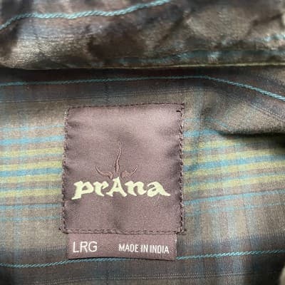 Prana Shirt Mens Large Green Blue Plaid Button Down Long Sleeve Casual Outdoor - Thumbnail 4