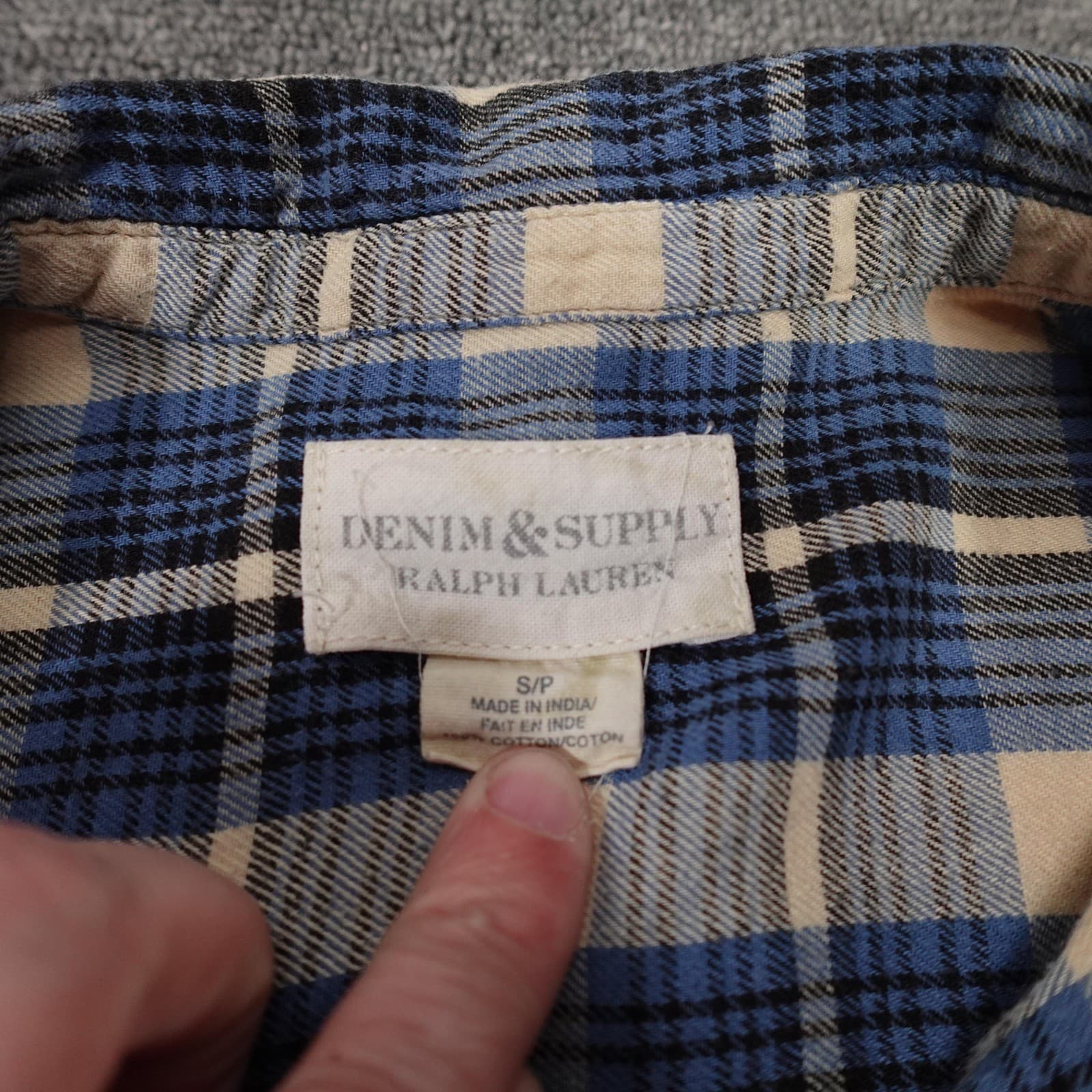 Vintage Denim & Supply Ralph Lauren Shirt Womens Small Blue Flannel Tunic Y2K - Thumbnail 2