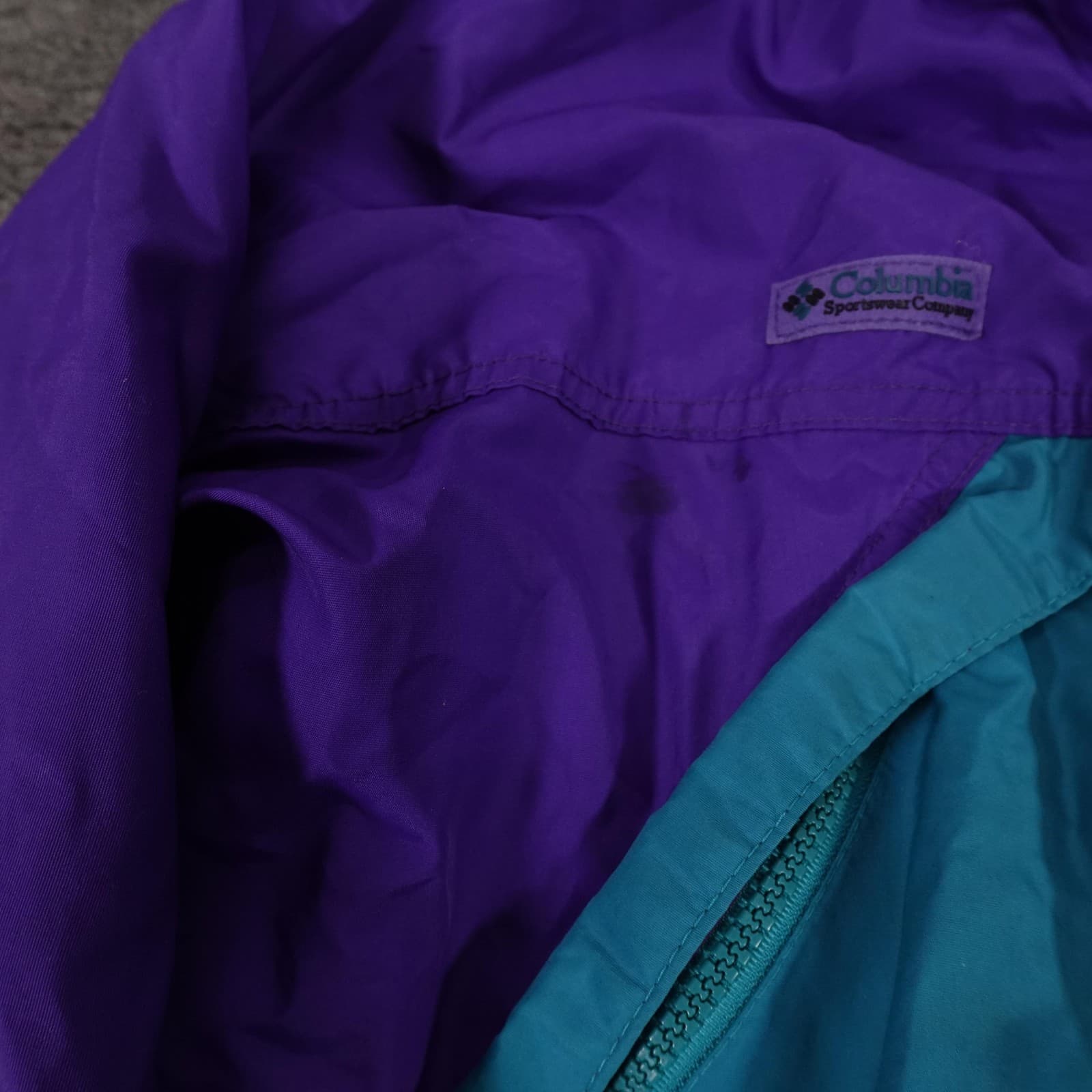 Vintage Columbia Jacket Womens Medium Teal Purple Radial Sleeve Parka Retro 90s - Thumbnail 3