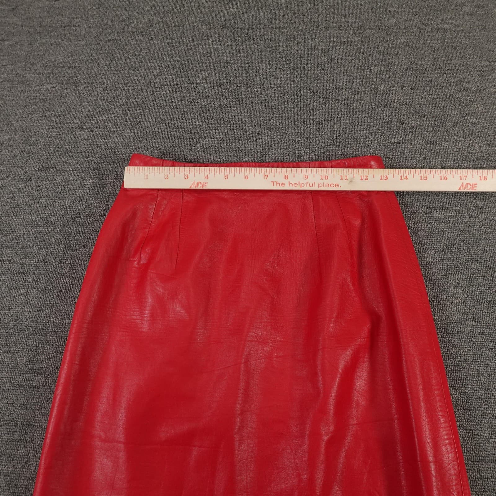 Vintage Vakko Skirt 8 Red Soft Luxury Leather Midi Runway Statement USA 80s - Thumbnail 6