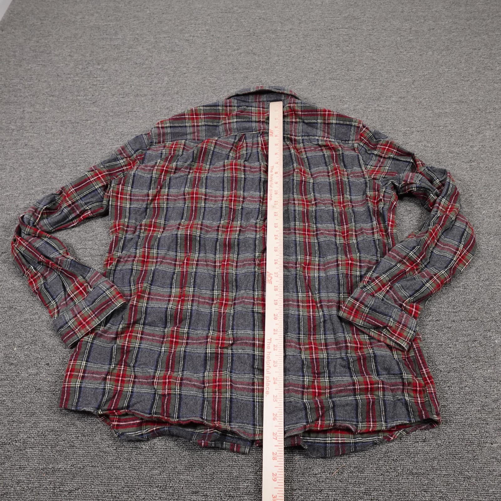L.L.Bean Shirt Mens Large Gray Plaid Flannel Long Sleeve Button Up Slim Fit - Thumbnail 4