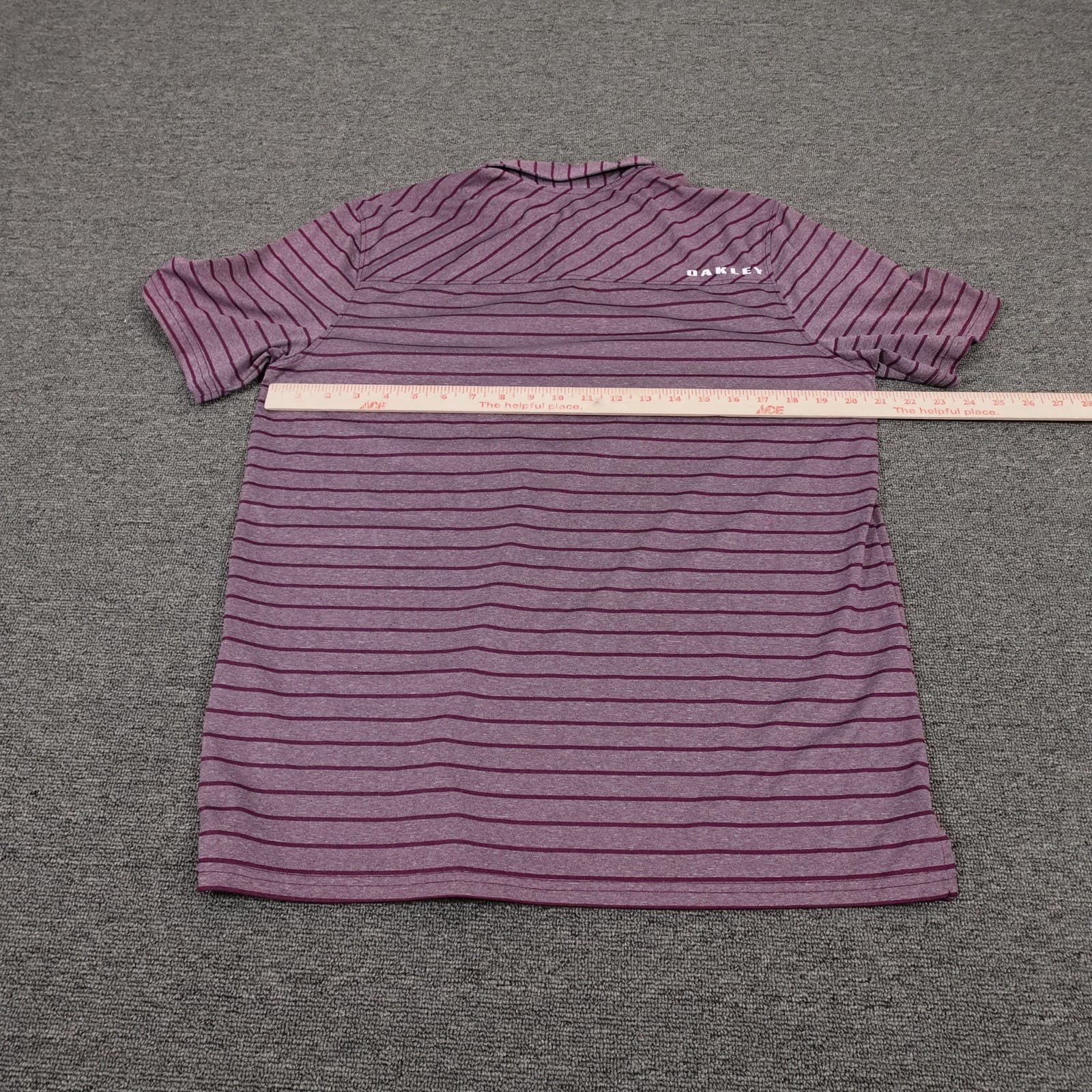 Oakley Polo Shirt Mens Large Purple Striped Golf Performance Stretch Casual - Thumbnail 4