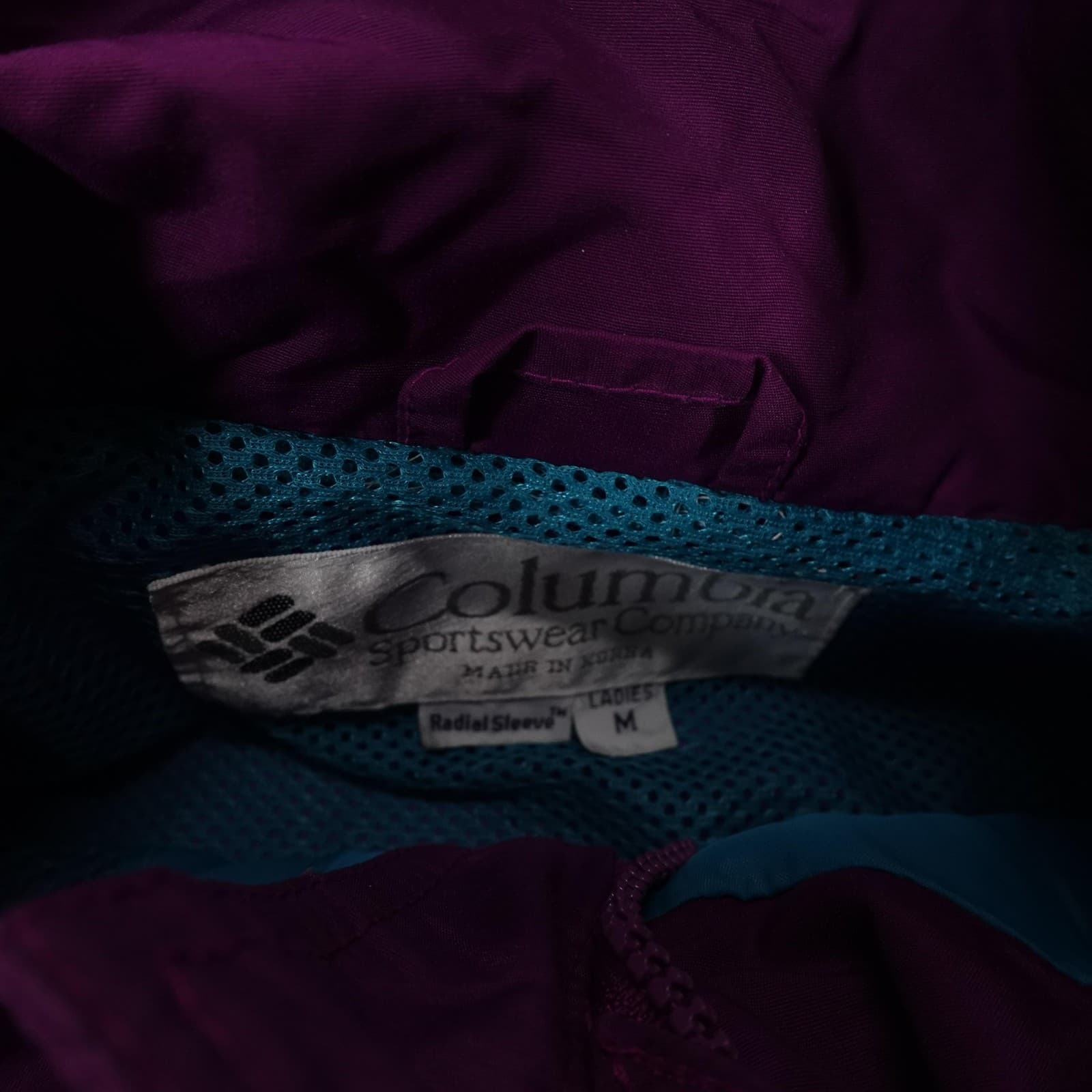 Vintage Columbia Jacket Womens Medium Teal Purple Radial Sleeve Parka Retro 90s - Thumbnail 5