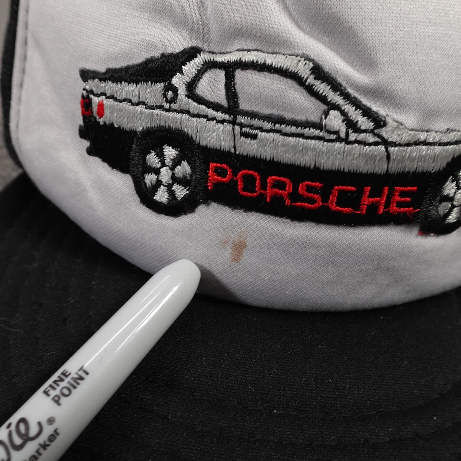 Vintage Porsche Car Hat Cap Snap Back Black White MOJA Trucker Mesh Mens 80s - Thumbnail 3