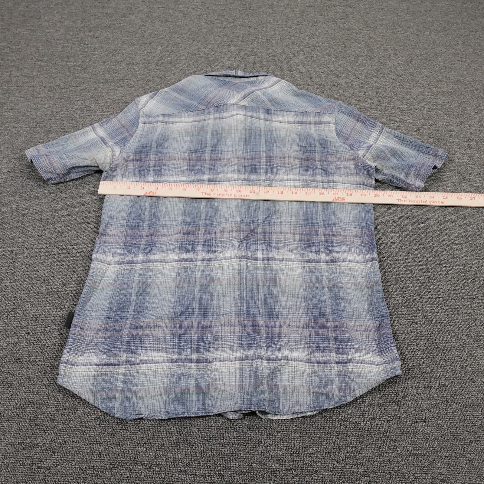 Patagonia Shirt Mens Medium Blue Plaid Organic Cotton Short Sleeve Button Up - Thumbnail 4