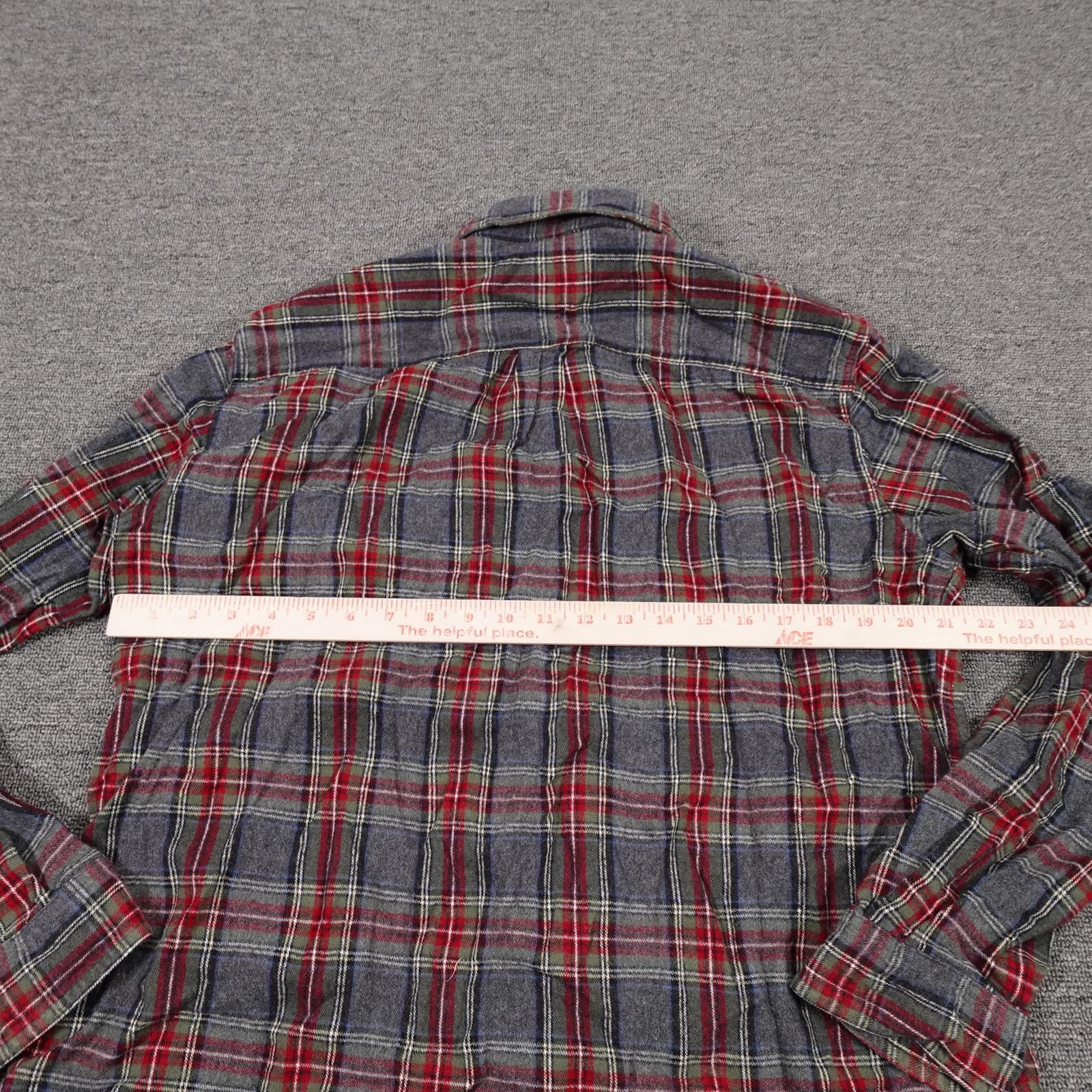 L.L.Bean Shirt Mens Large Gray Plaid Flannel Long Sleeve Button Up Slim Fit - Thumbnail 3