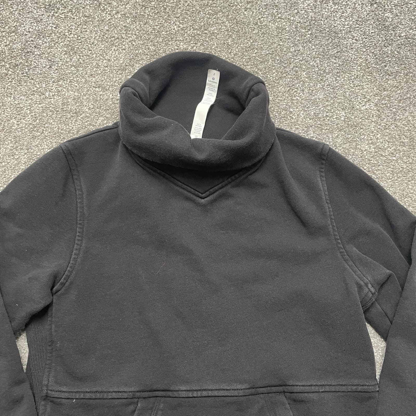 Lululemon Sweater Womens 2 Black Funnel Neck Relaxed Fit Press Pause Pullover - Thumbnail 2