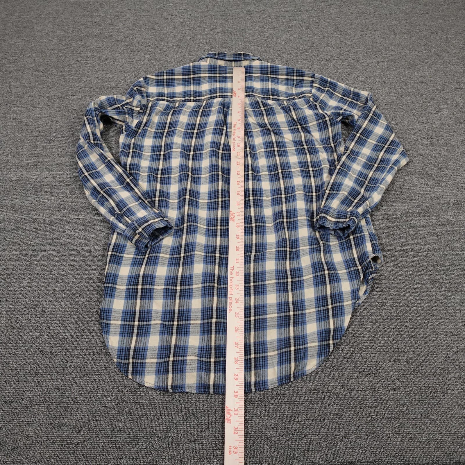 Vintage Denim & Supply Ralph Lauren Shirt Womens Small Blue Flannel Tunic Y2K - Thumbnail 4