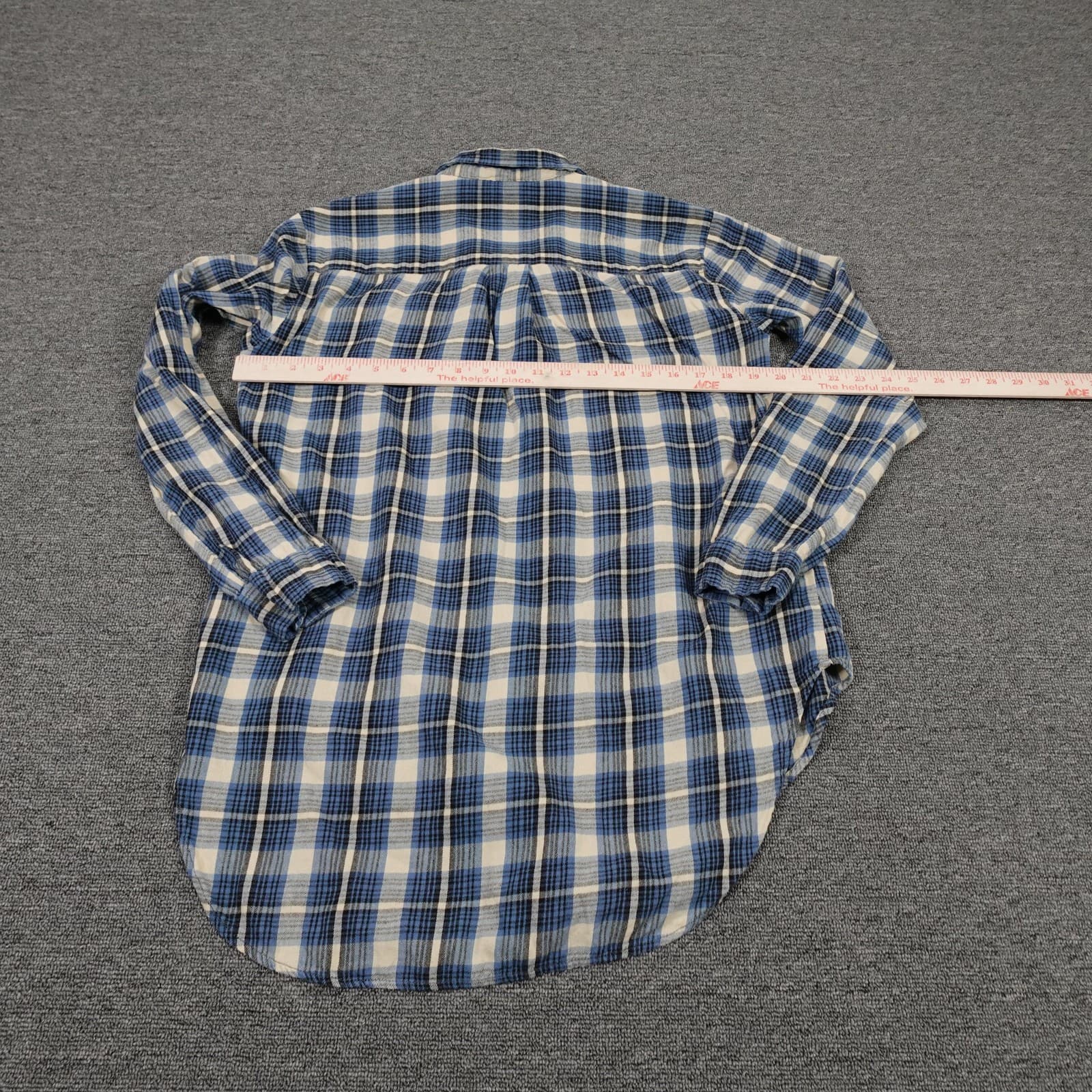 Vintage Denim & Supply Ralph Lauren Shirt Womens Small Blue Flannel Tunic Y2K - Thumbnail 3
