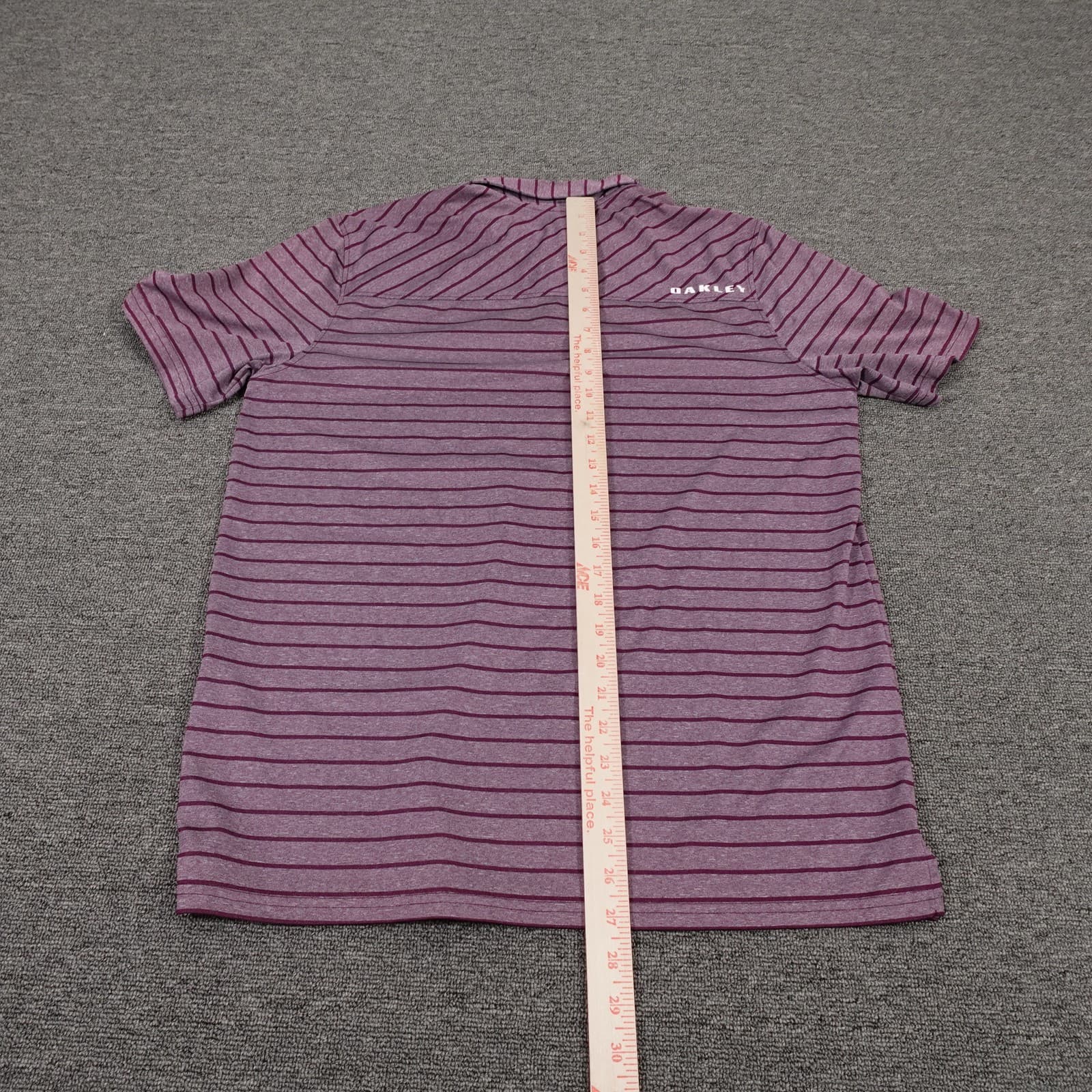 Oakley Polo Shirt Mens Large Purple Striped Golf Performance Stretch Casual - Thumbnail 5