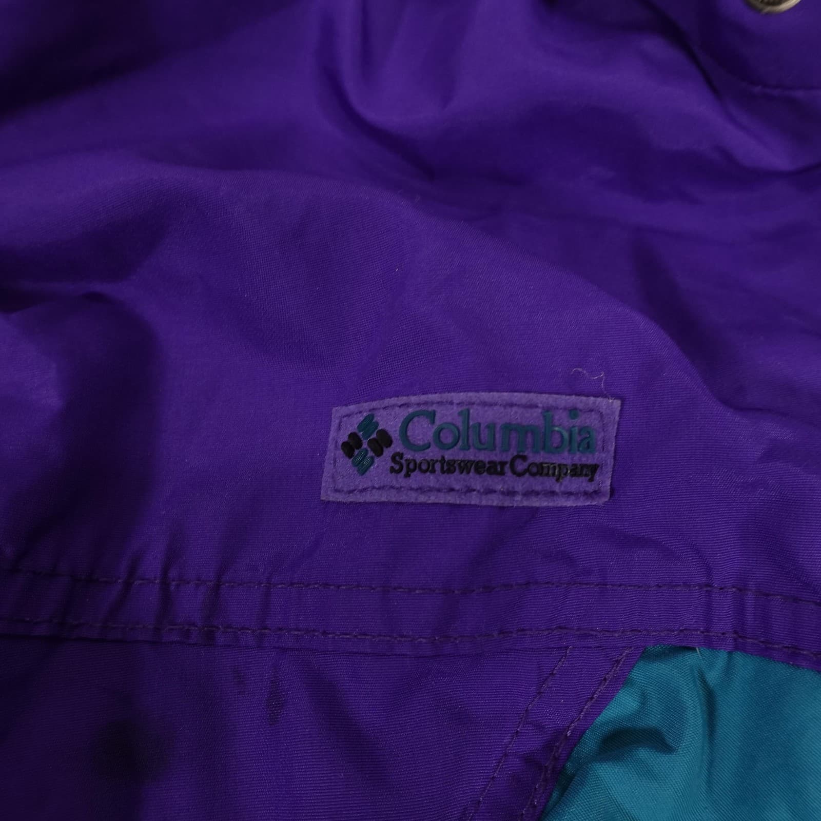 Vintage Columbia Jacket Womens Medium Teal Purple Radial Sleeve Parka Retro 90s - Thumbnail 4