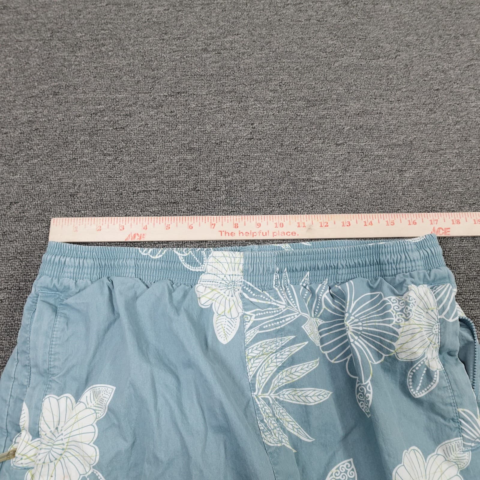 Tori Richard Shorts Mens Medium Blue Floral Hawaiian Swim Trunks Lined Outrigger - Thumbnail 5