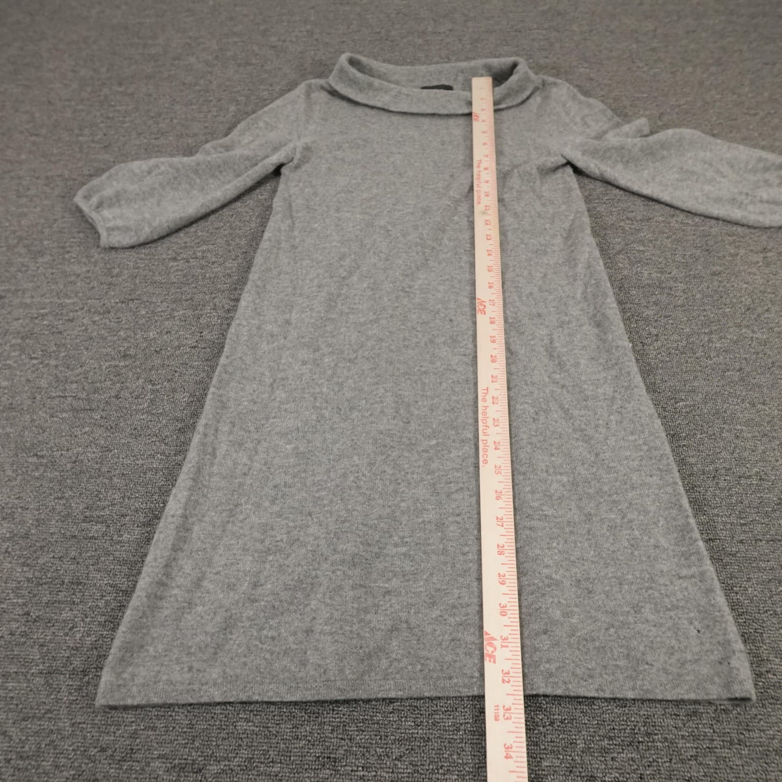 J.Crew Collection Sweater Dress Womens Small Gray Cashmere Cowl Puff Sleeve - Thumbnail 4