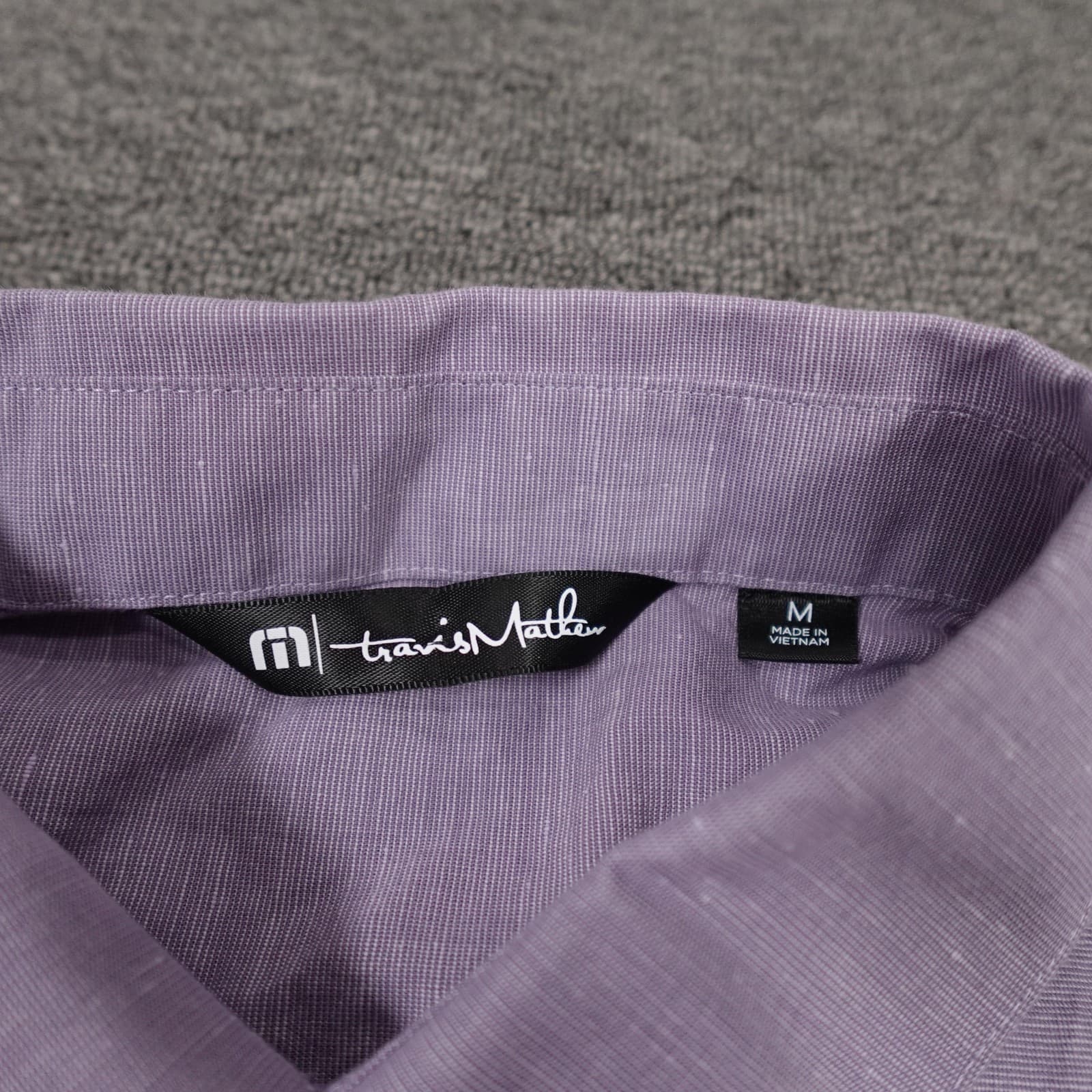 Travis Mathew Shirt Mens Medium Purple Solid Short Sleeve Button Up Golf Casual - Thumbnail 2