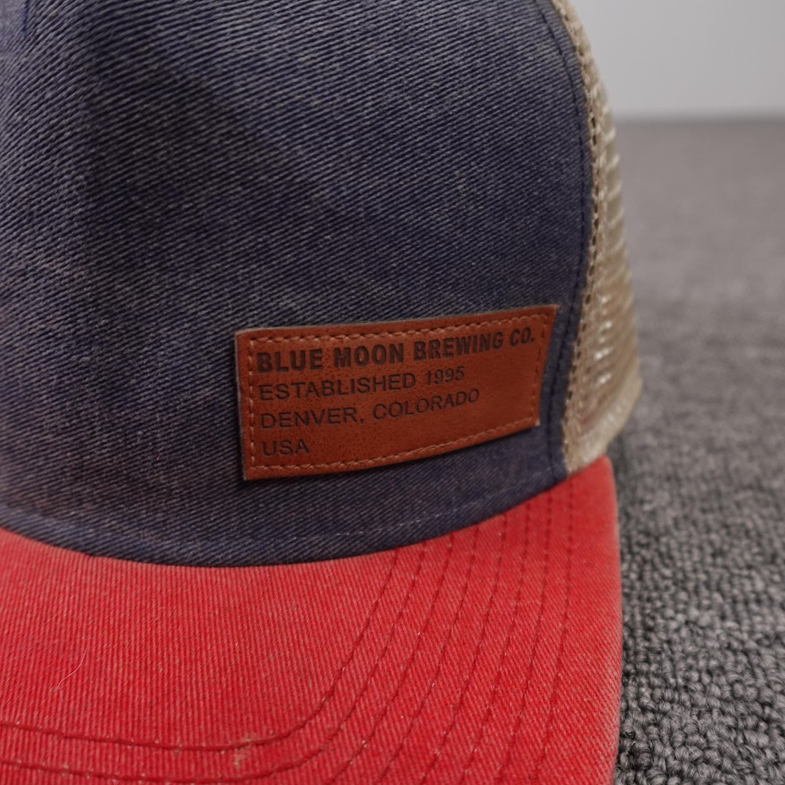 Blue Moon Beer Cap Snap Back Mens One Size Blue Red Mesh Trucker - Thumbnail 2