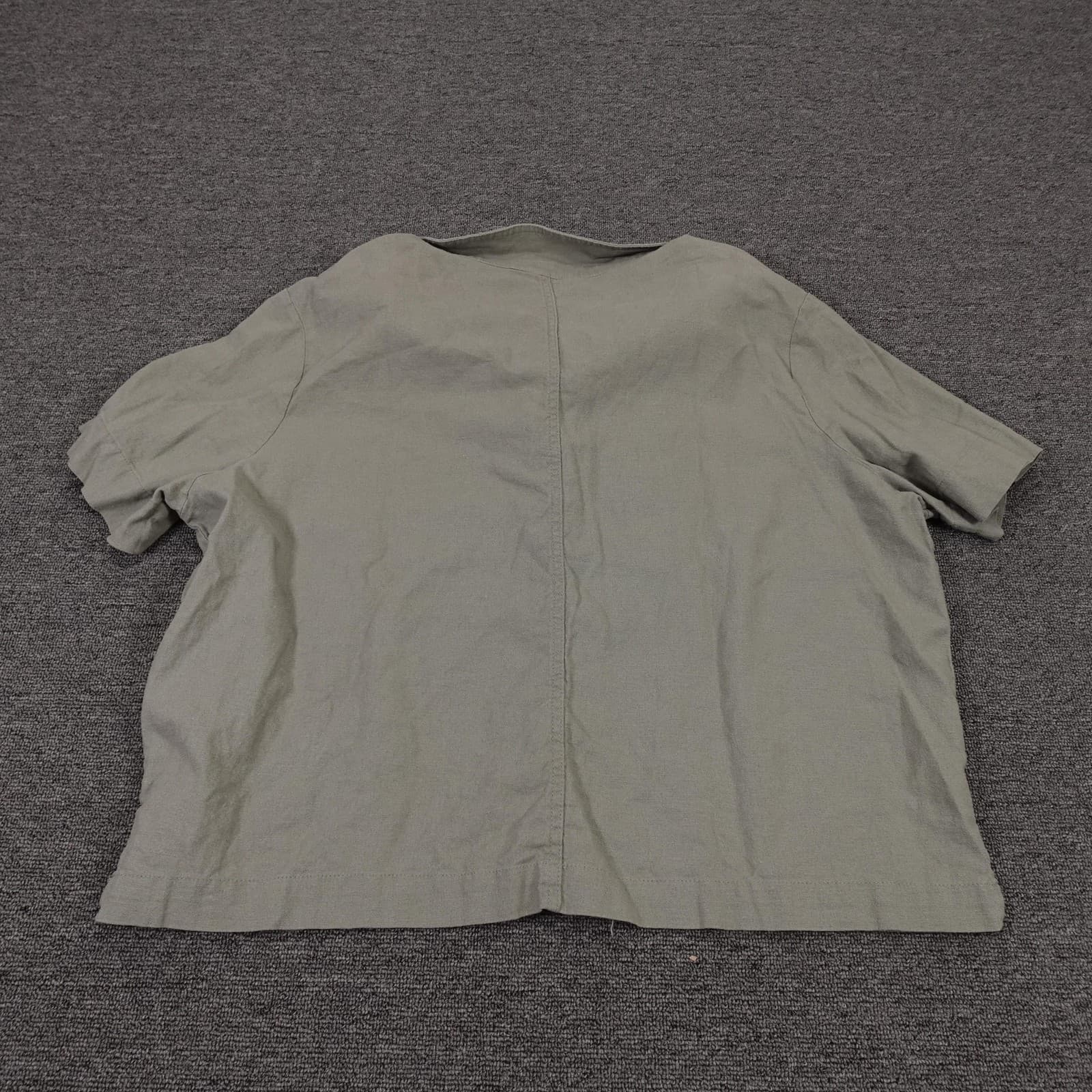 Buffalo David Bitton Shirt Mens 2XL Green Linen Blend Short Sleeve Button Up - Thumbnail 6