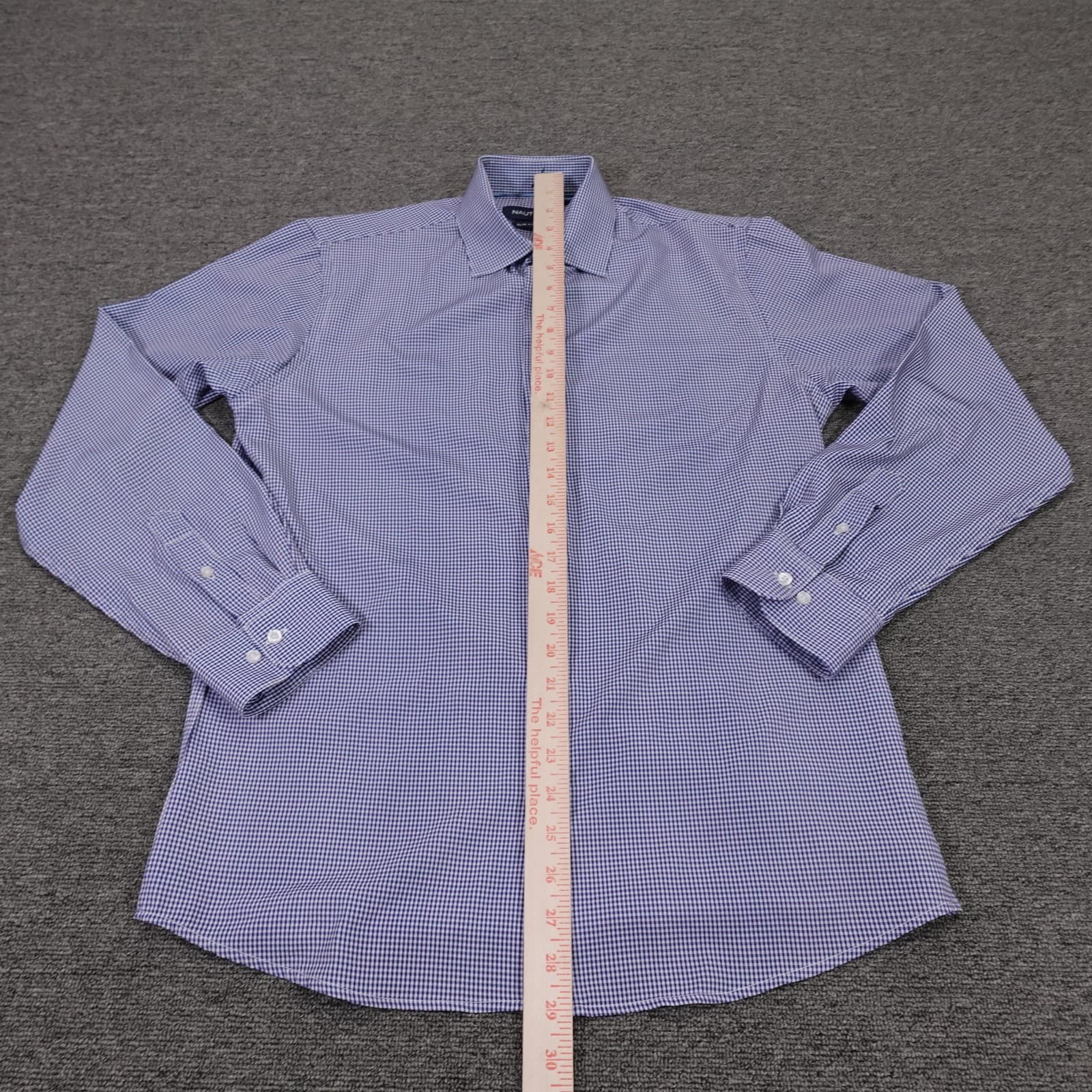 Nautica Shirt Mens 15.5 32/33 Blue Gingham Slim Lightweight Performance - Thumbnail 6