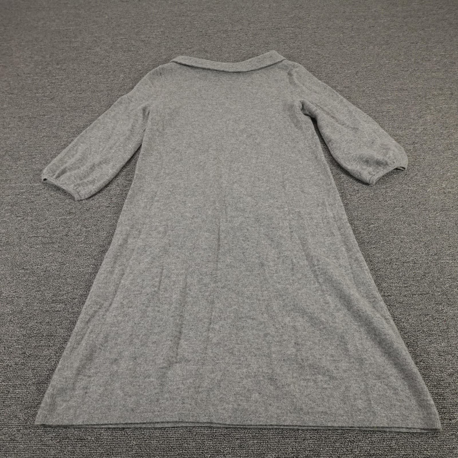 J.Crew Collection Sweater Dress Womens Small Gray Cashmere Cowl Puff Sleeve - Thumbnail 8