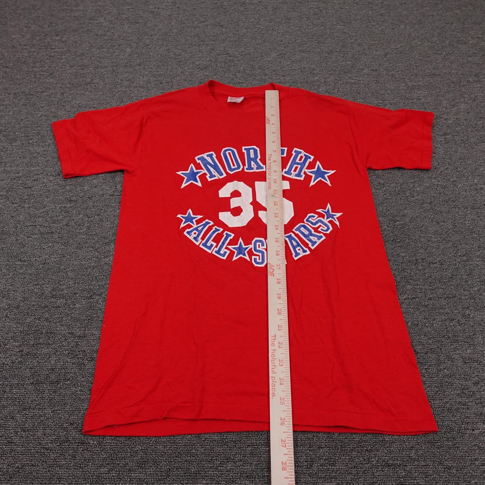 Vintage Sportswear Shirt Mens Large Red North All Stars 35 Tee Made USA 80s - Thumbnail 5