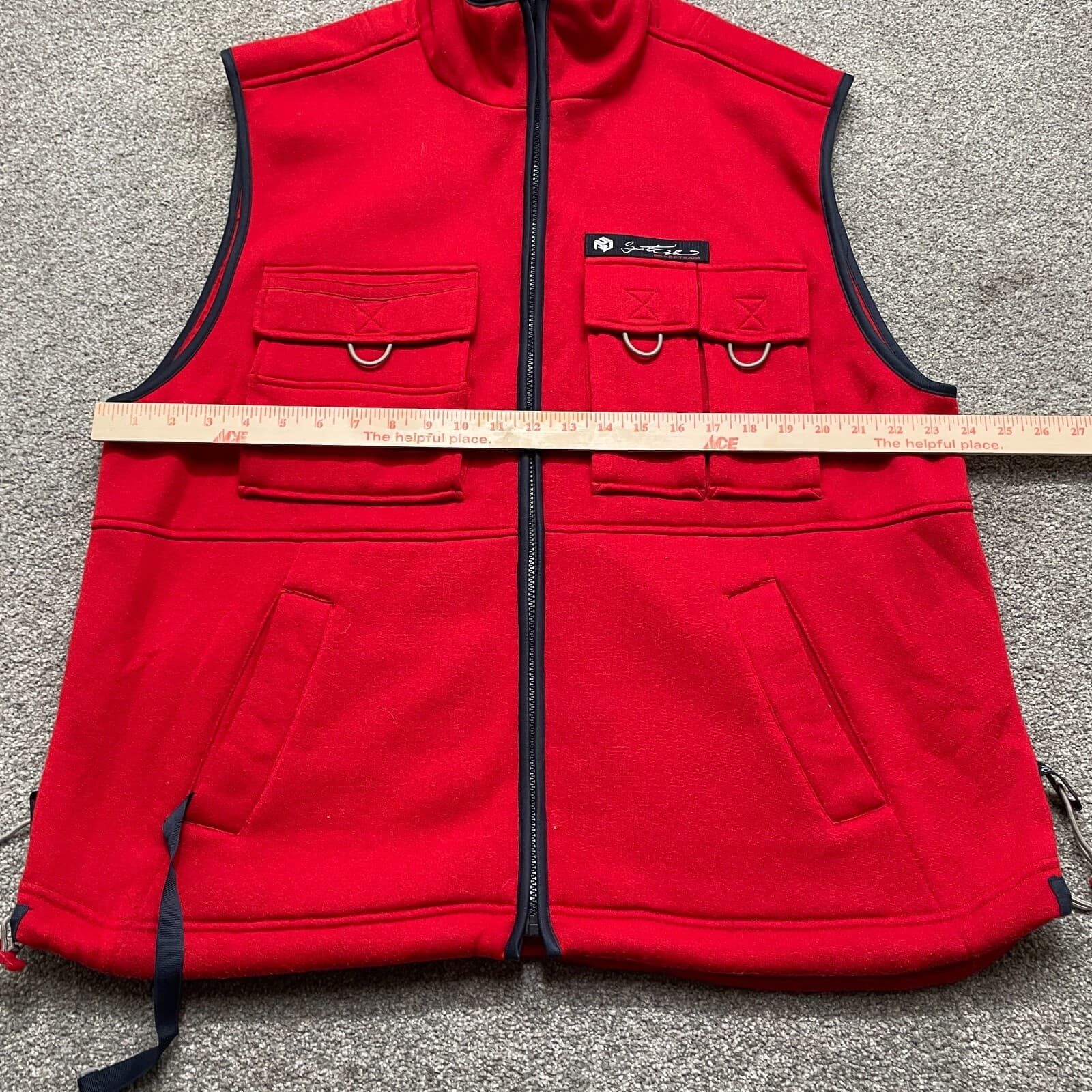 VINTAGE Southpole Vest Adult Large Red Sweater Full Zip Hip Hop Y2k Streetwear * - Thumbnail 6