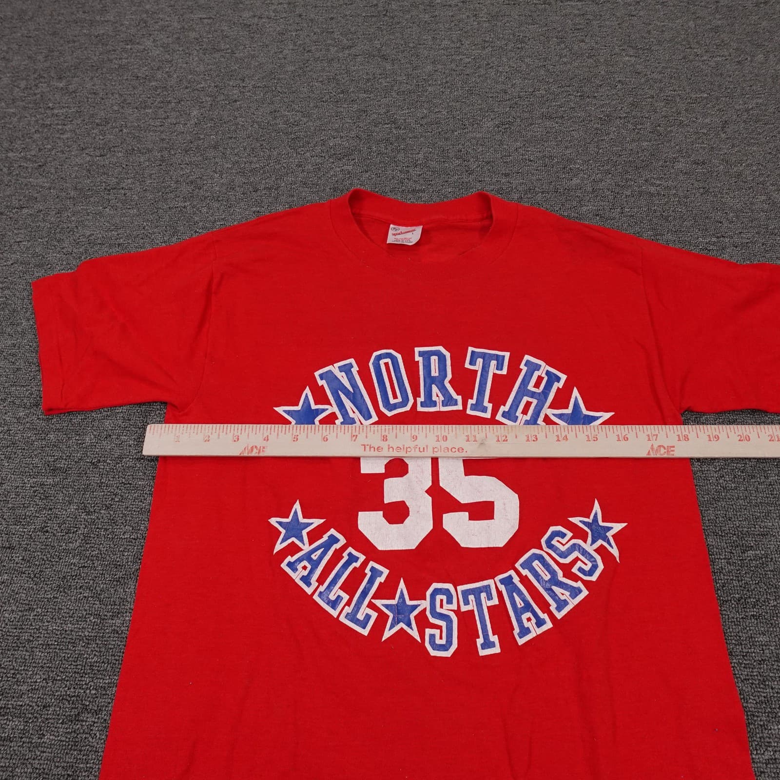 Vintage Sportswear Shirt Mens Large Red North All Stars 35 Tee Made USA 80s - Thumbnail 4