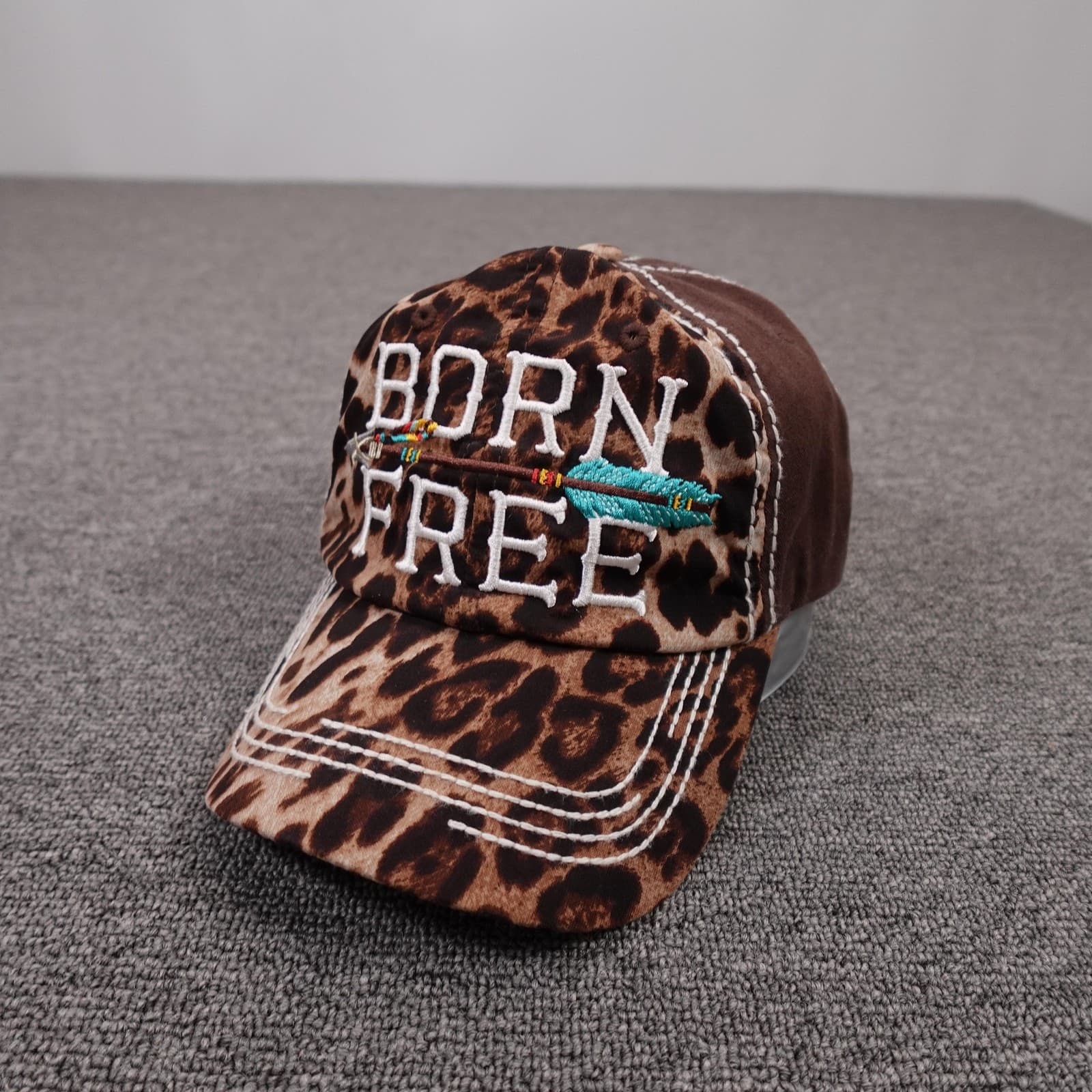 KB Ethos Hat Cap Strap Back Womens Adjustable Brown Born Free Leopard Print