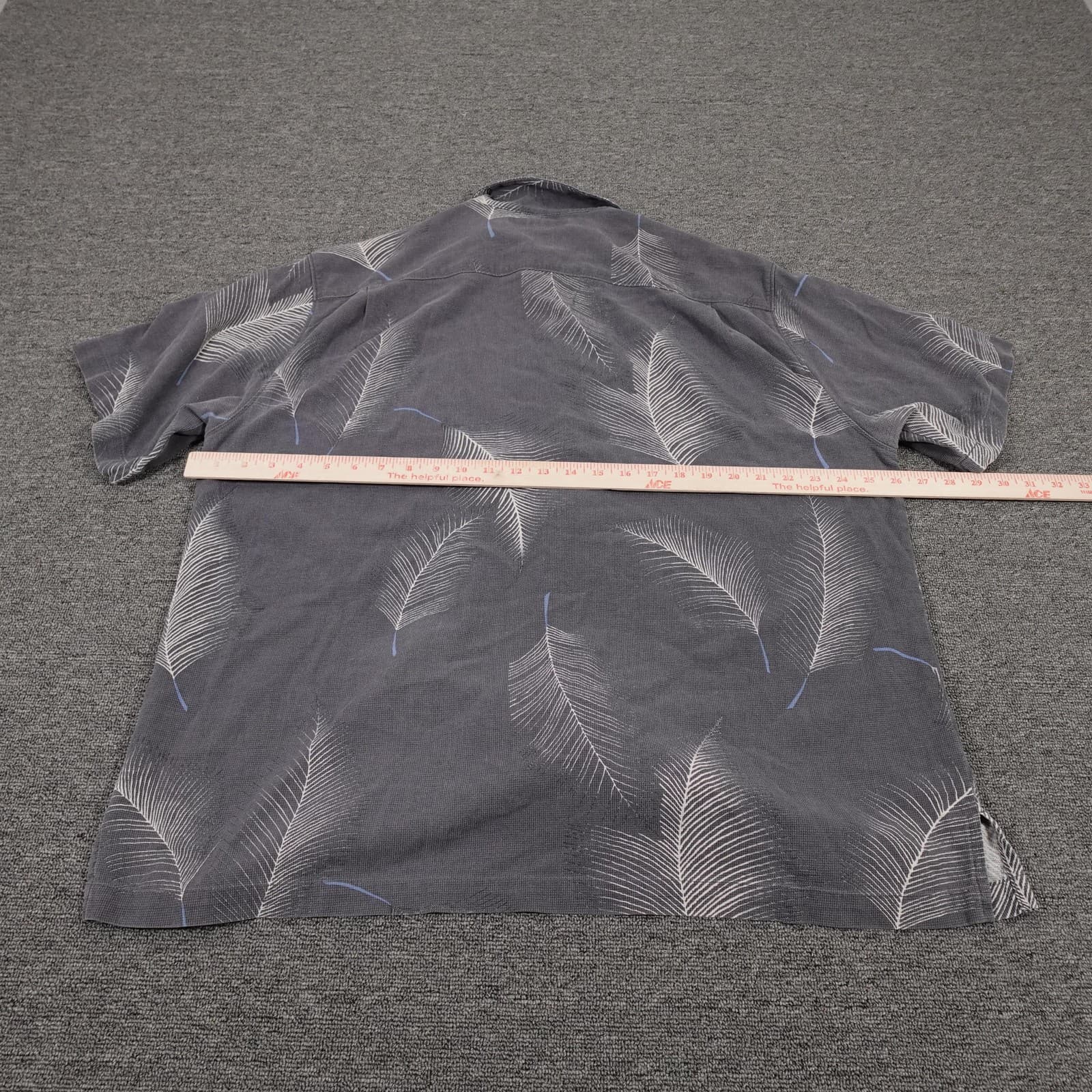Tommy Bahama Shirt Mens 2XL Gray Silk Palm Leaf Hawaiian Short Sleeve Button Up - Thumbnail 4