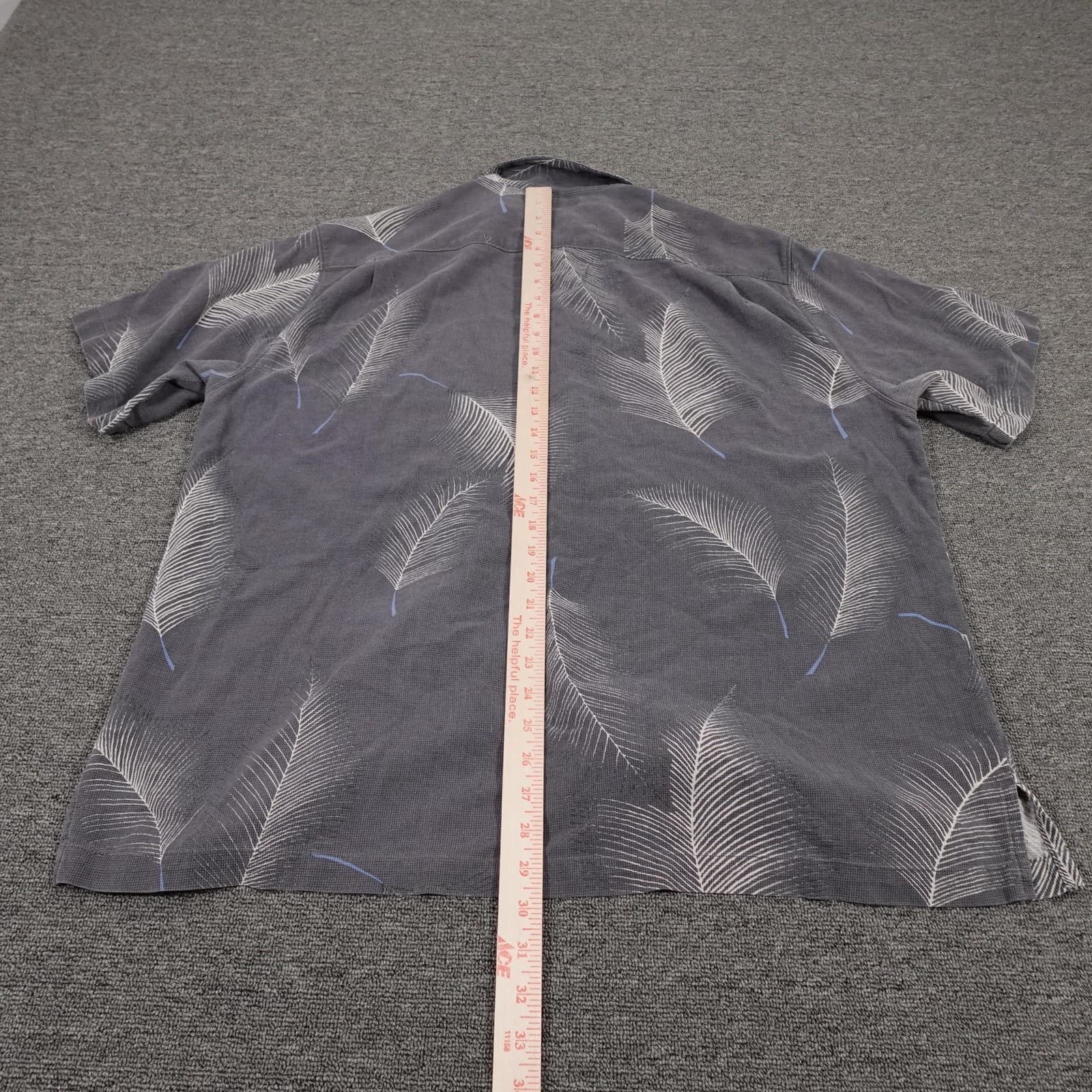 Tommy Bahama Shirt Mens 2XL Gray Silk Palm Leaf Hawaiian Short Sleeve Button Up - Thumbnail 5