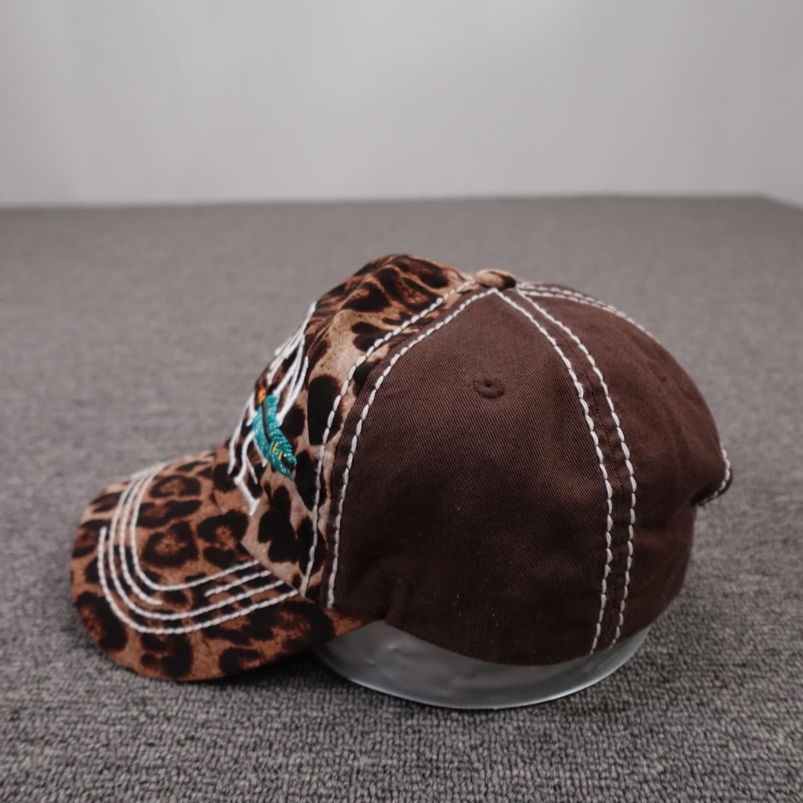 KB Ethos Hat Cap Strap Back Womens Adjustable Brown Born Free Leopard Print - Thumbnail 3