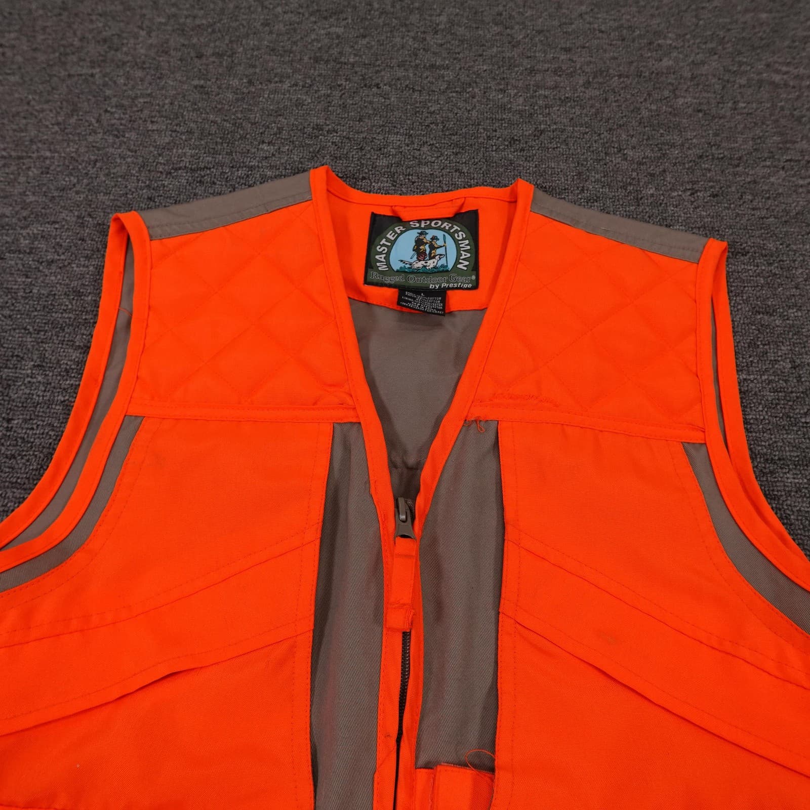 Master Sportsman Vest Mens Large Orange Quilted Canvas Hunting Full Zip Pockets - Thumbnail 2