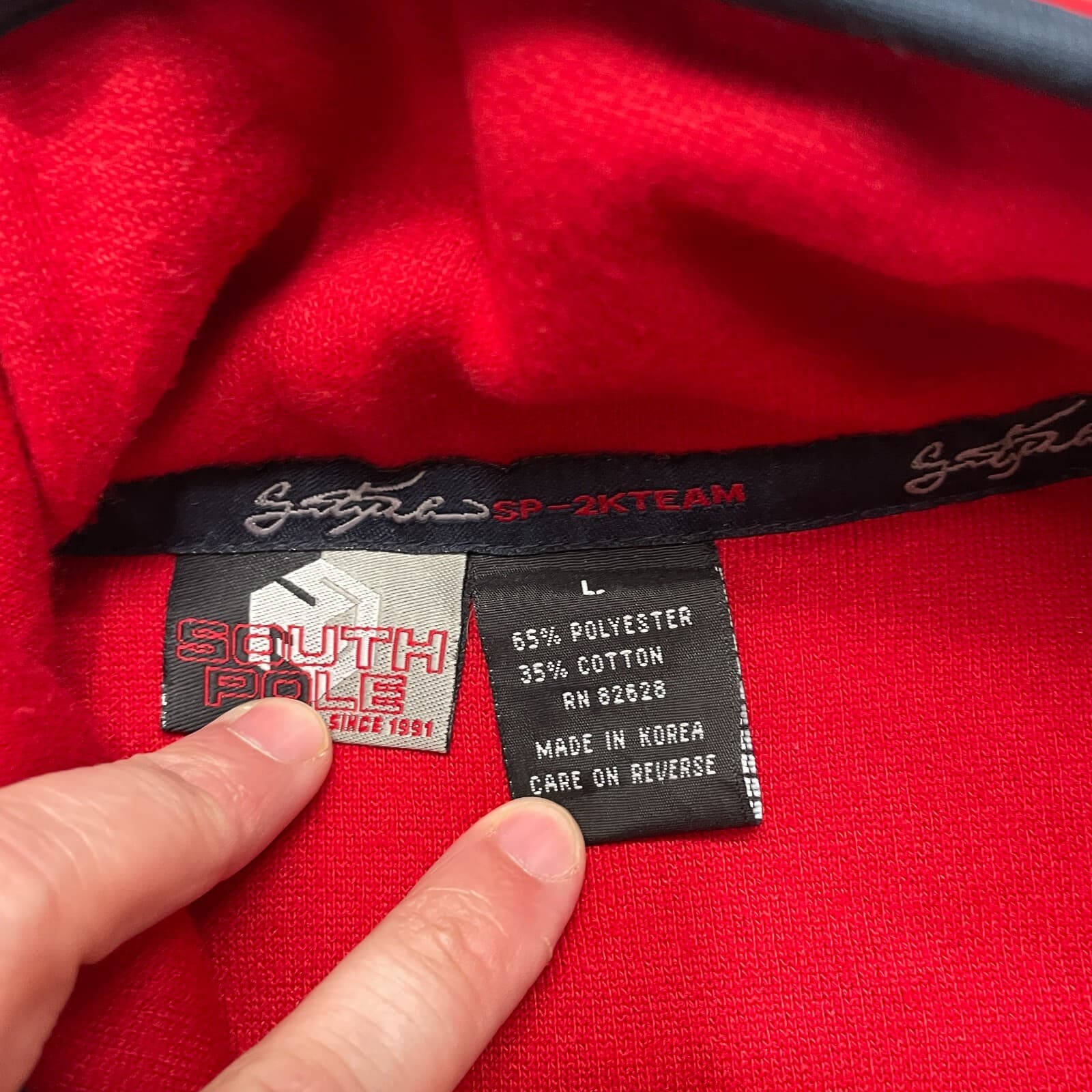 VINTAGE Southpole Vest Adult Large Red Sweater Full Zip Hip Hop Y2k Streetwear * - Thumbnail 4