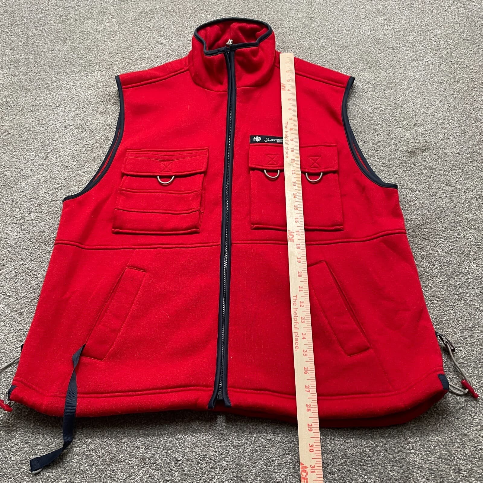 VINTAGE Southpole Vest Adult Large Red Sweater Full Zip Hip Hop Y2k Streetwear * - Thumbnail 8