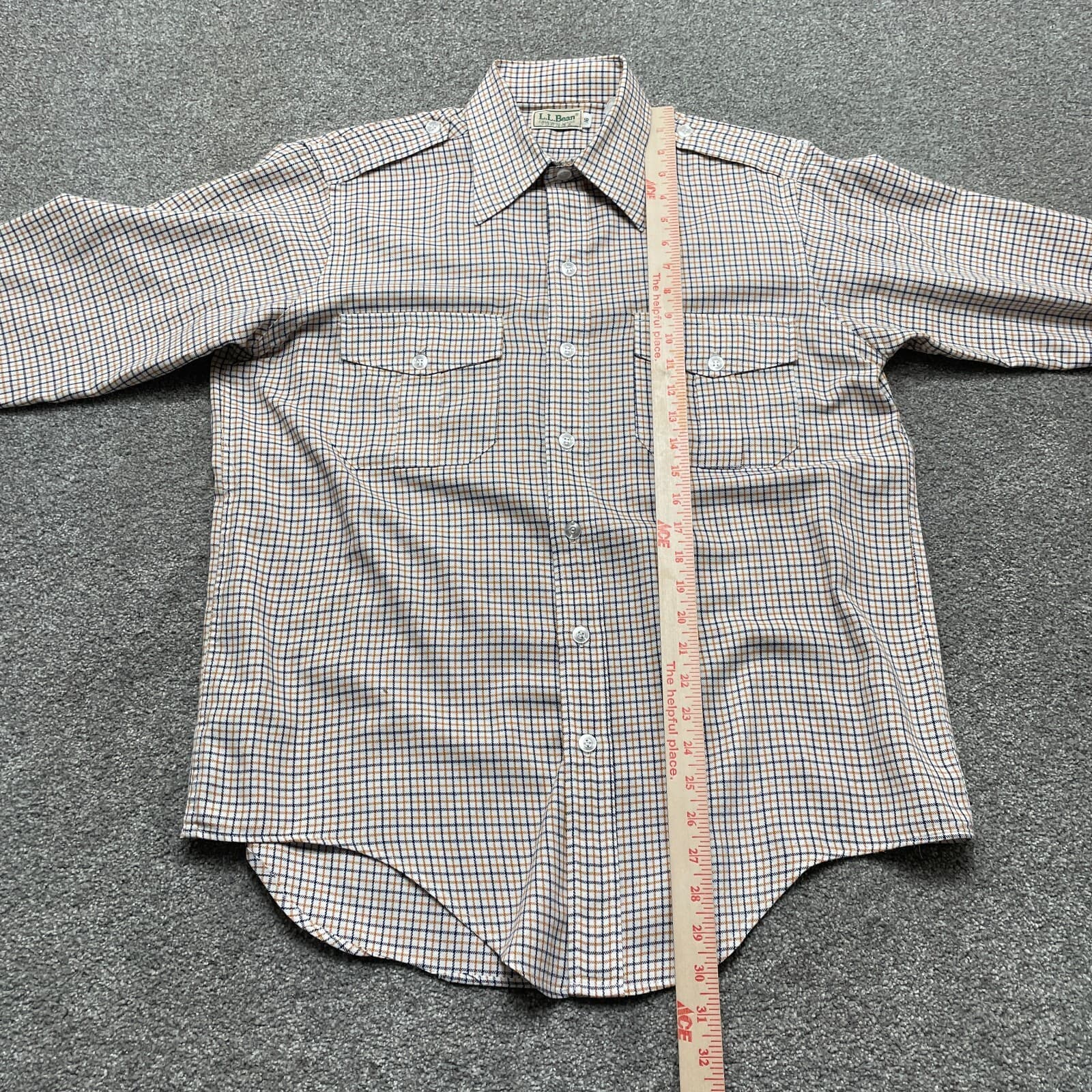 LL Bean Shirt Adult 16 Multicolor Plaid Combed Cotton Blend Long Sleeve Mens - Thumbnail 6