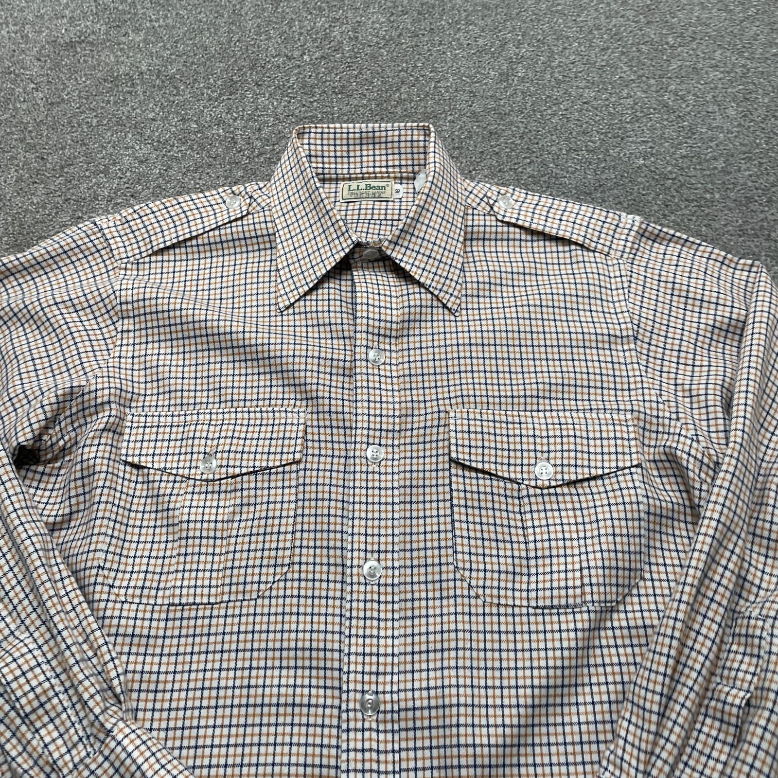 LL Bean Shirt Adult 16 Multicolor Plaid Combed Cotton Blend Long Sleeve Mens - Thumbnail 2