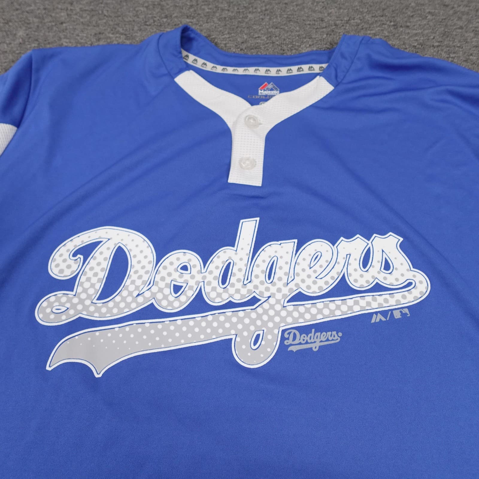 Los Angeles Dodgers Jersey Mens XL Blue MLB Baseball Majestic Cool Base Henley - Thumbnail 3