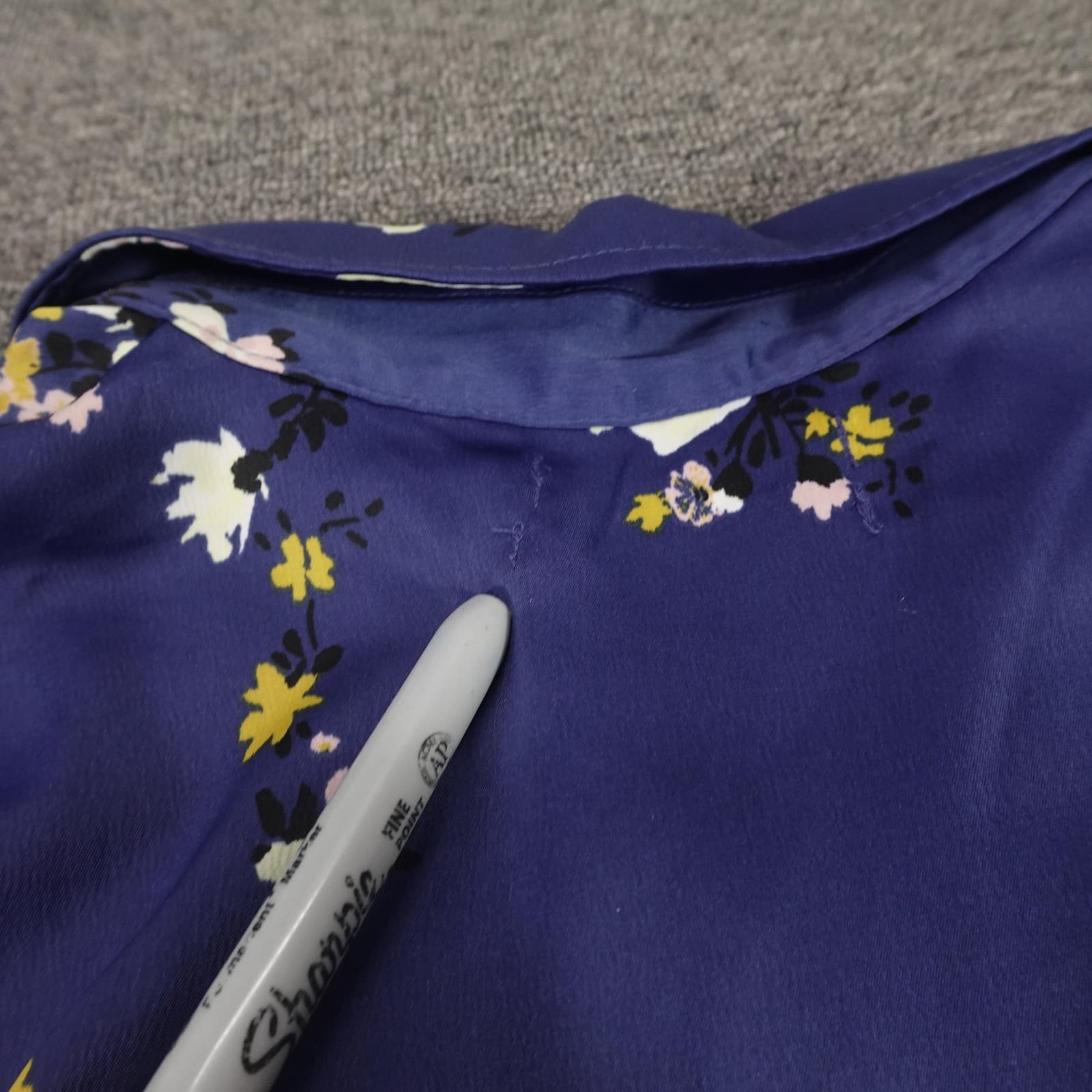 Urban Outfitters Dress Womens XS Blue Floral Collared Fit & Flare Shirt Mini - Thumbnail 9