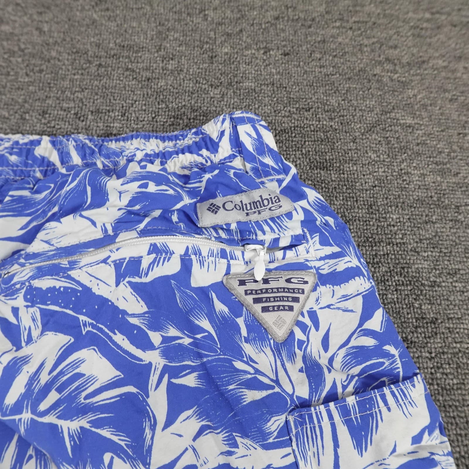 Columbia PFG Swim Shorts Mens Small Blue Tropical Fish Print Lined Trunks - Thumbnail 4