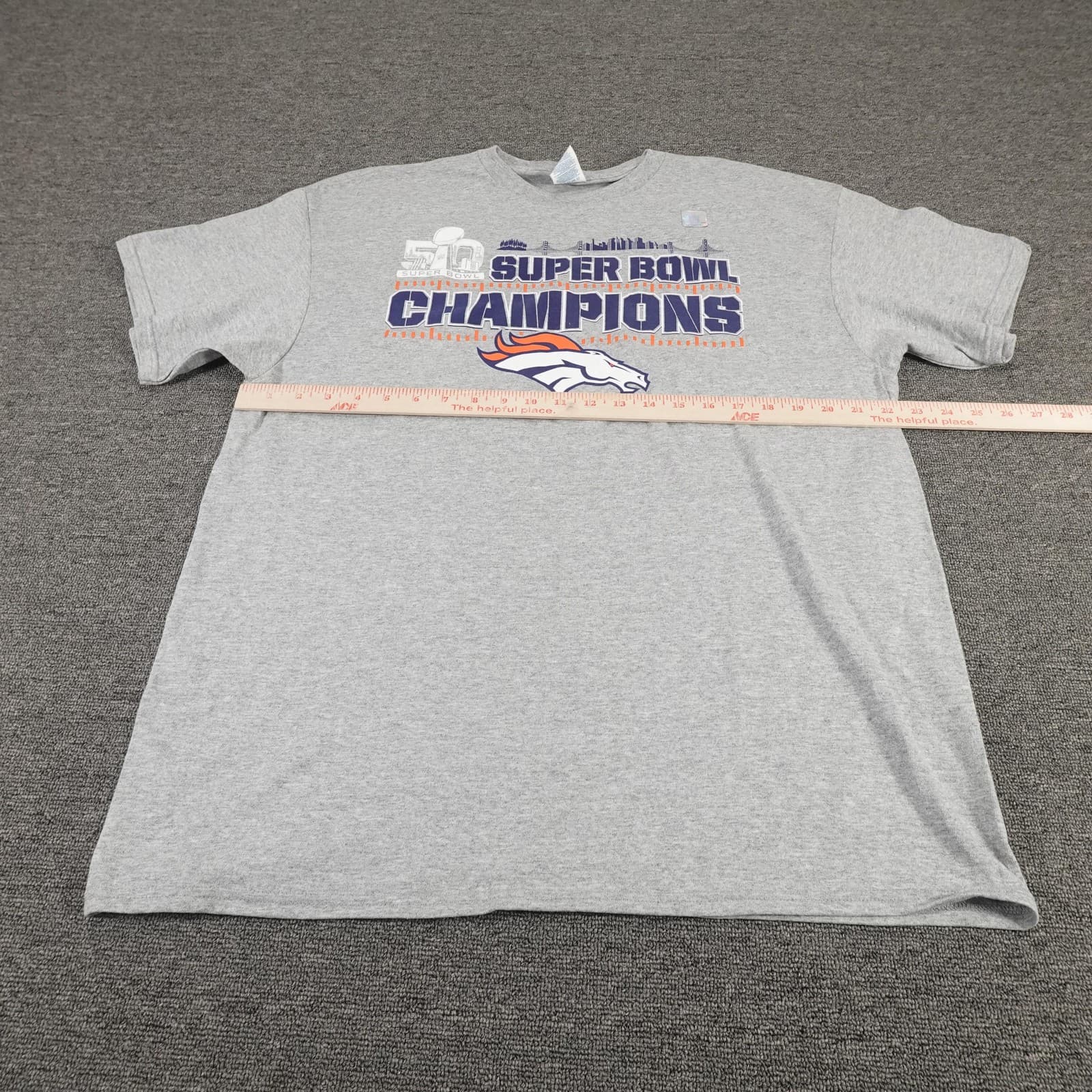 Denver Broncos Shirt Mens XL Gray NFL Football Super Bowl 50 Champions Delta Pro - Thumbnail 5