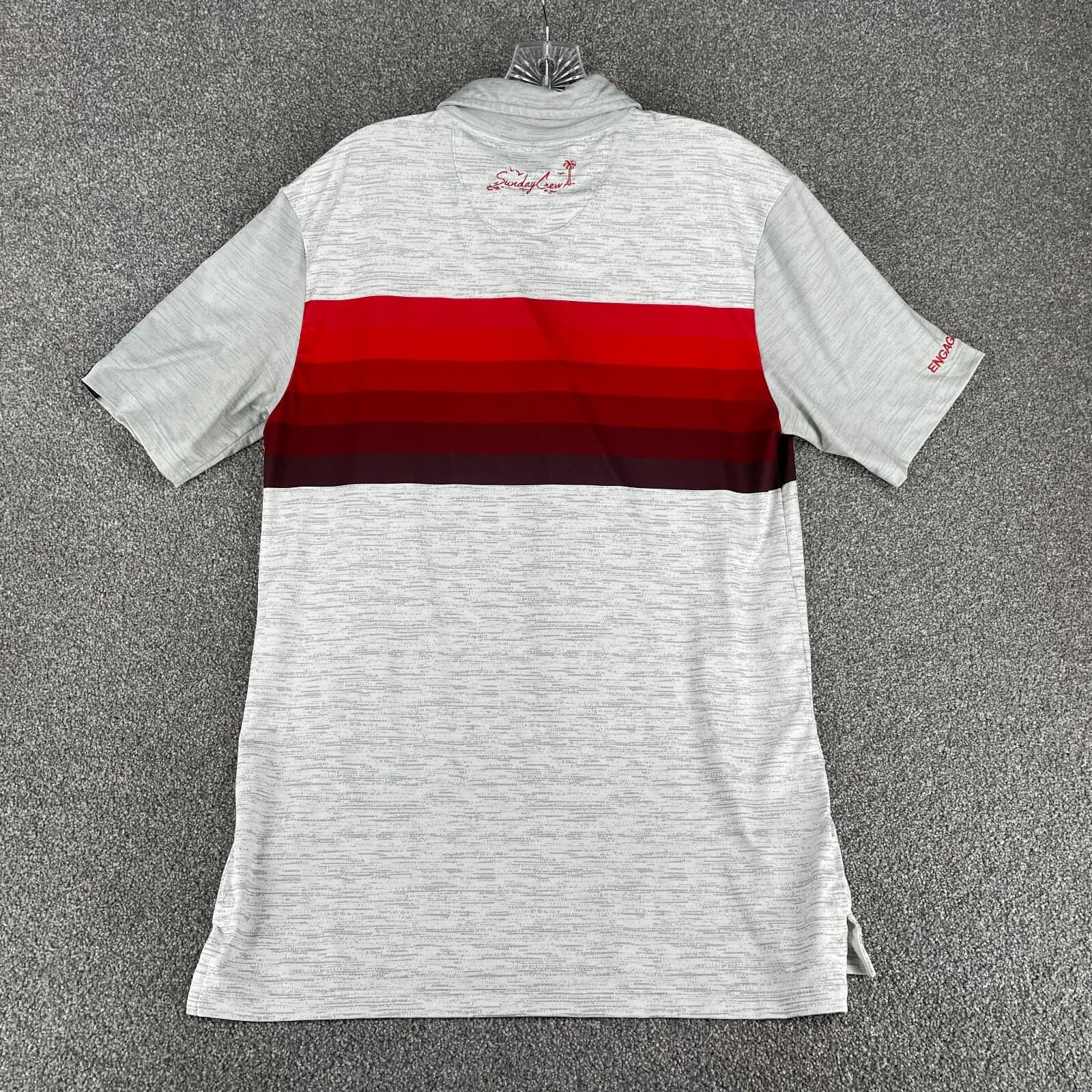 Sunday Crew Polo Shirt Adult Small Gray Red Mountain Skyline Golf UV Mens - Thumbnail 5
