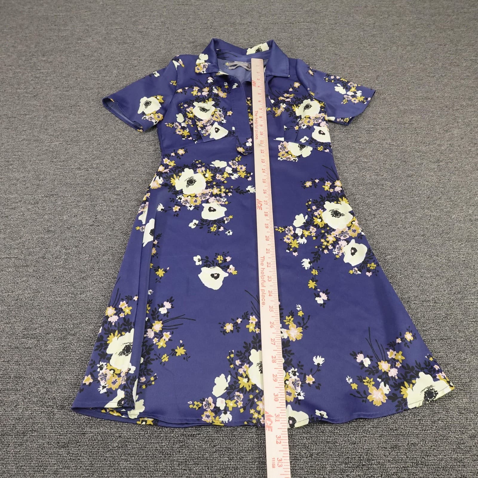 Urban Outfitters Dress Womens XS Blue Floral Collared Fit & Flare Shirt Mini - Thumbnail 4
