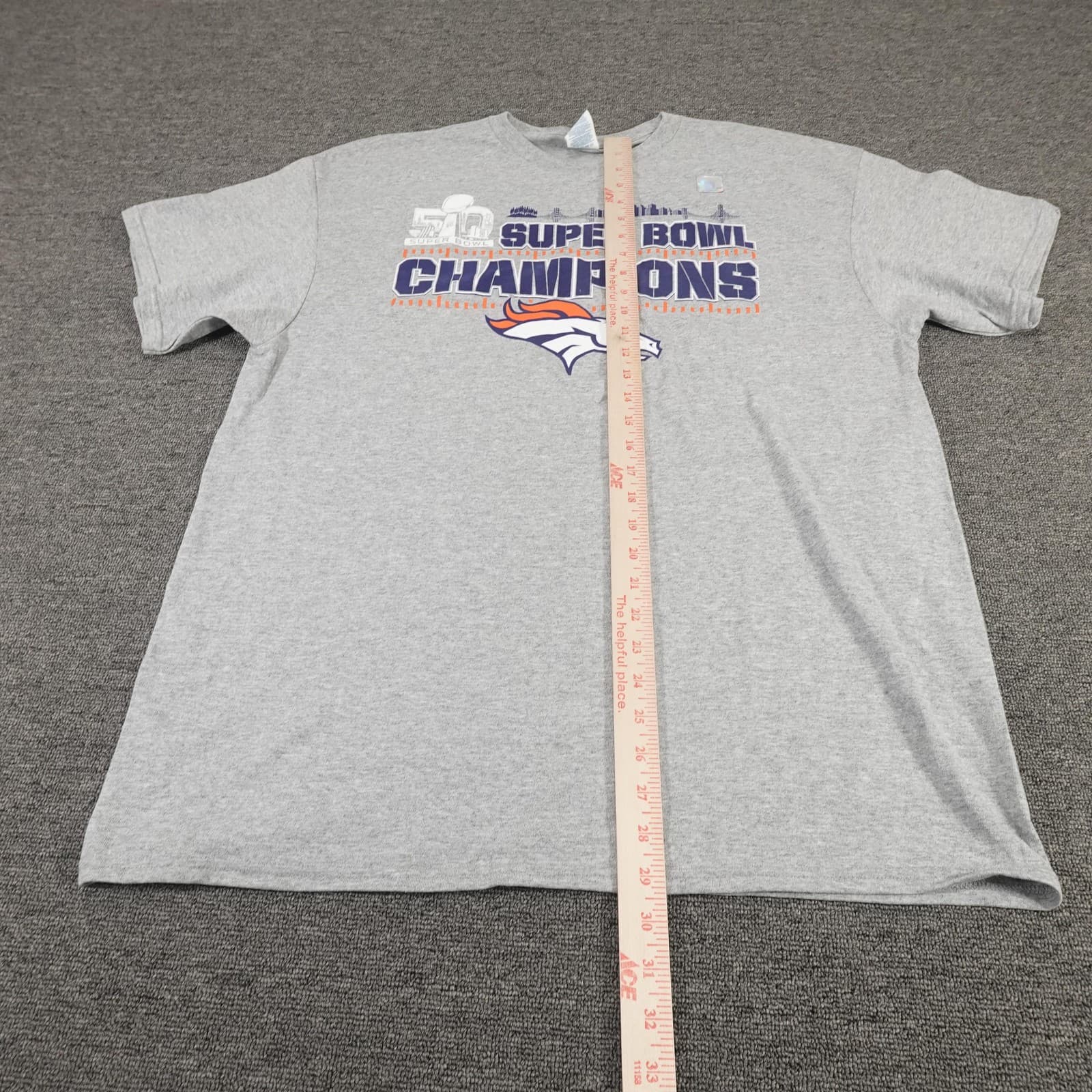 Denver Broncos Shirt Mens XL Gray NFL Football Super Bowl 50 Champions Delta Pro - Thumbnail 7